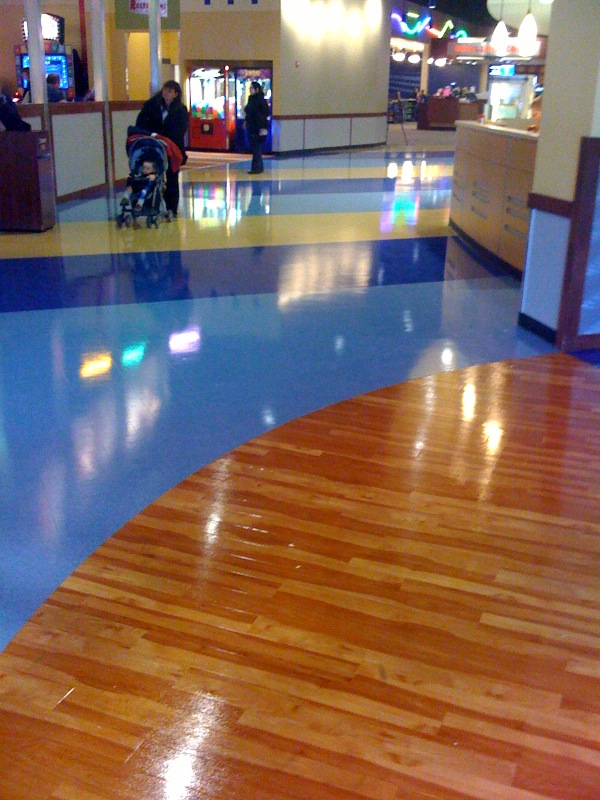 Brunswick Zone bowling alley vinyl sheeting floor coating