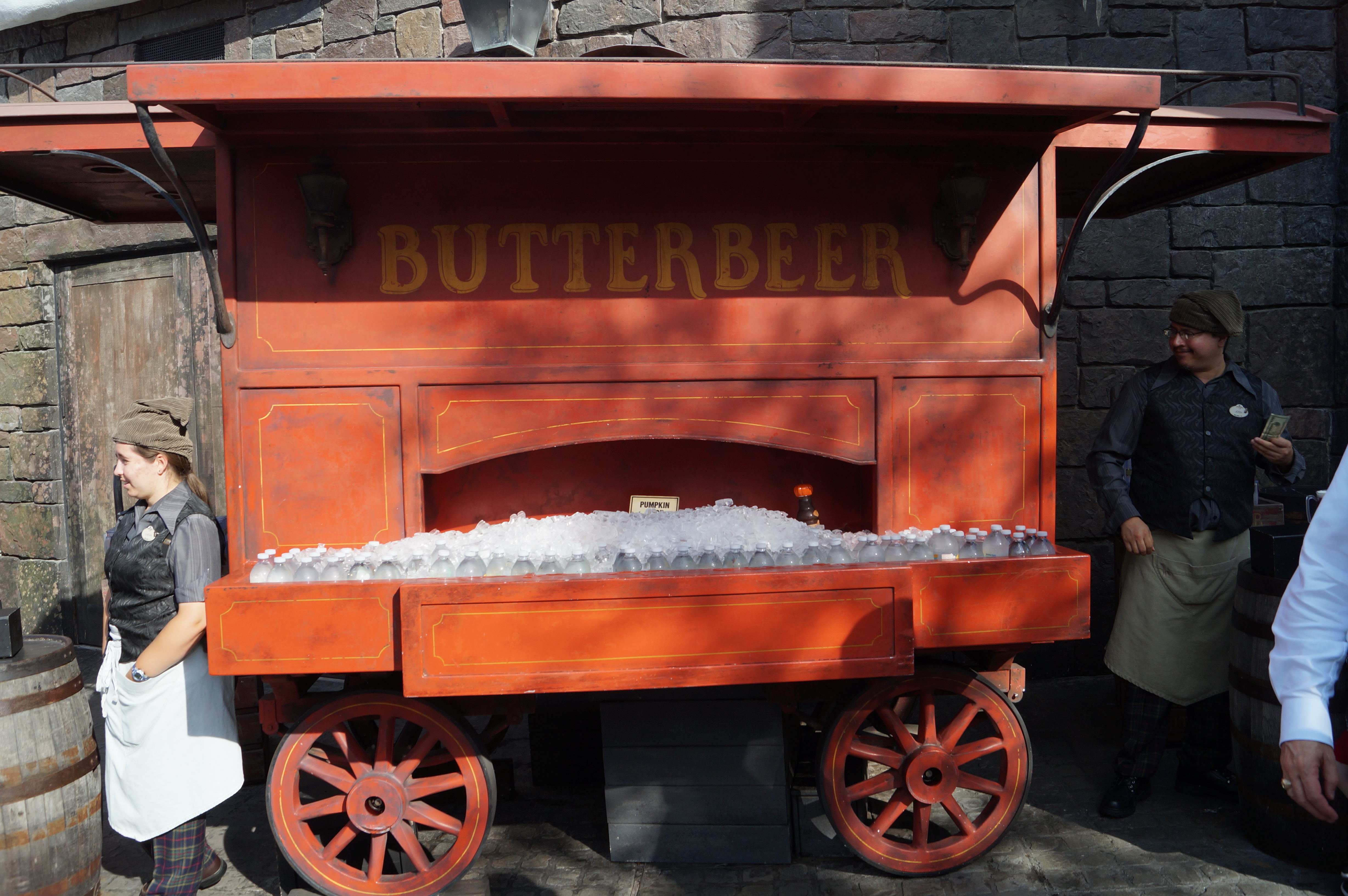 Butterbeer cart Harry Potter Universal Studios metal coating
