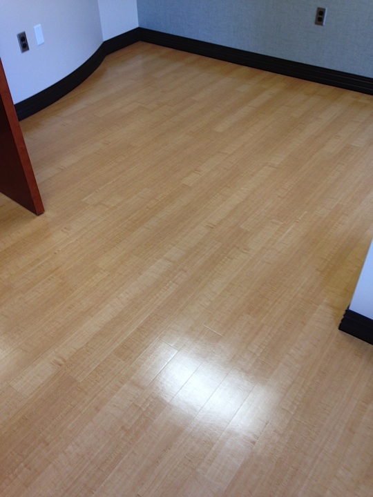 Medical office vinyl plank flooring coated with SX Satin Clear