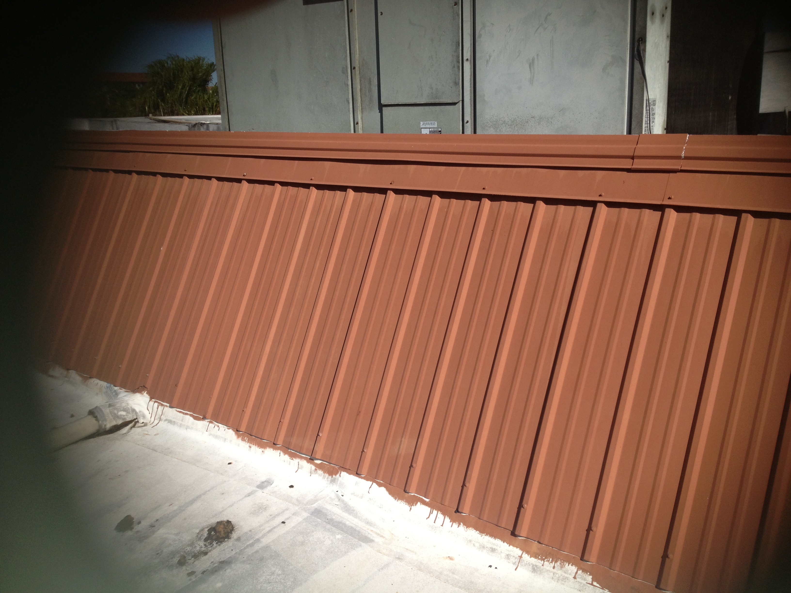 Corrugated metal roof before coating