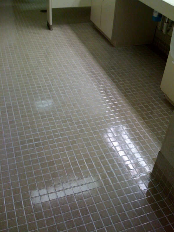 Nazareth High School ceramic bathroom floor coating after