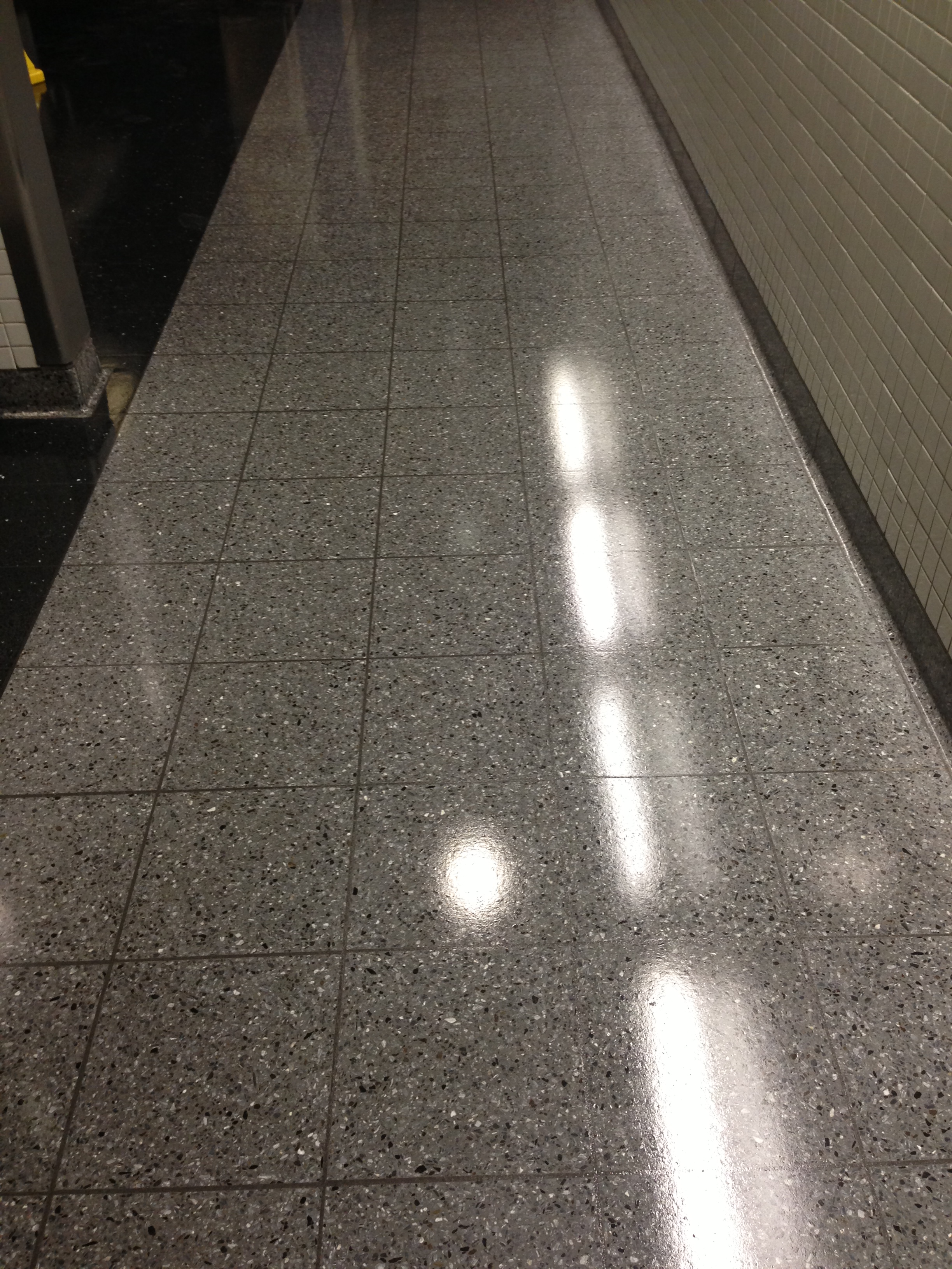 O'Hare Airport Terminal 5 terrazzo bathroom floor coating