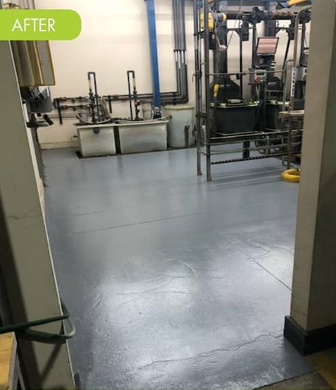 Previously painted concrete floor after SX Satin Gray coating