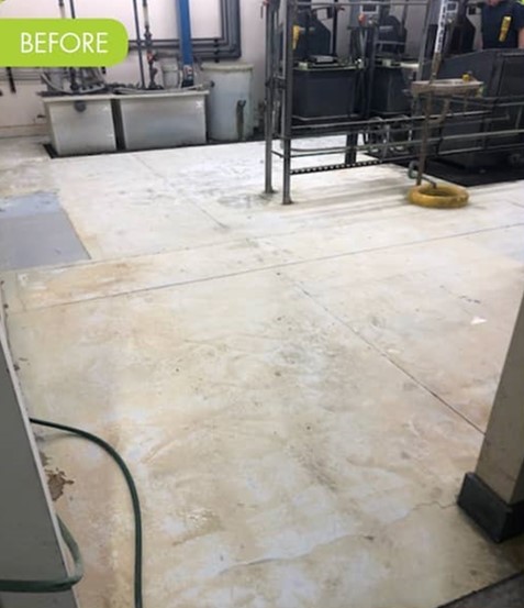 Previously painted concrete floor before coating