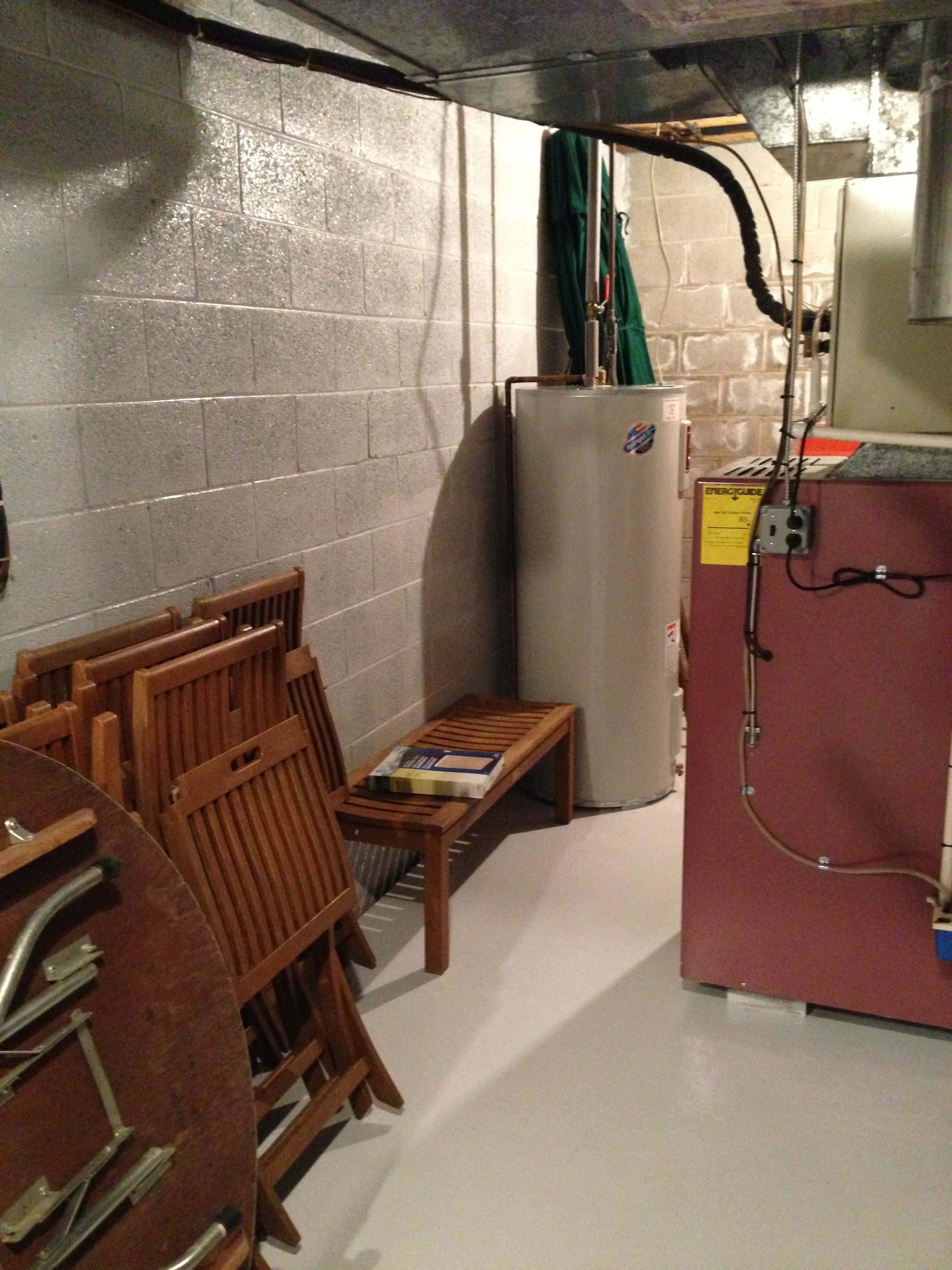 Residential basement CMU concrete block wall coated with SX Gloss