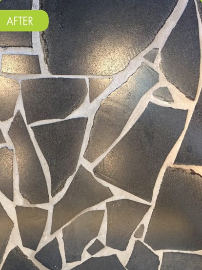 Stone tile finished with SX Satin Clear — alternate view