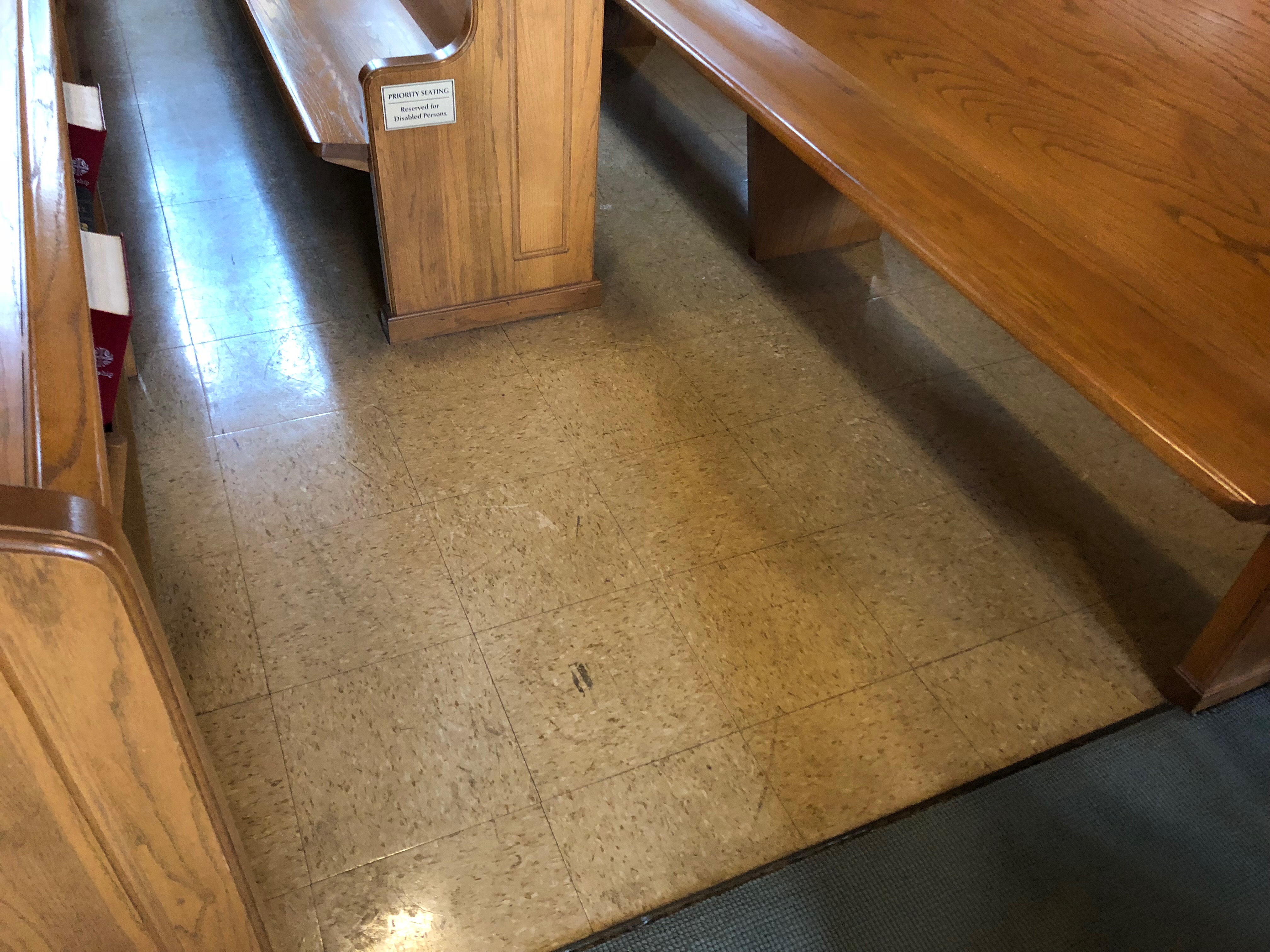 WCS Church VCT floors before coating